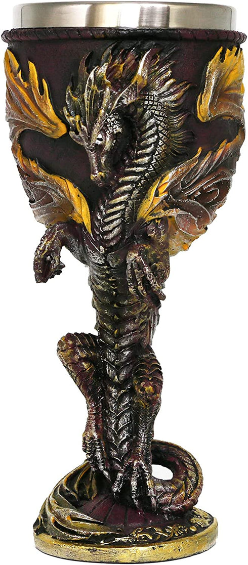 Medieval Flame Dragon Wine Goblet - Fantasy dungeons and dragons Wine Chalice